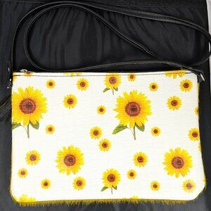 W+G Genuine Hair-On Hide Sunflower Leather Convertible Clutch Bag